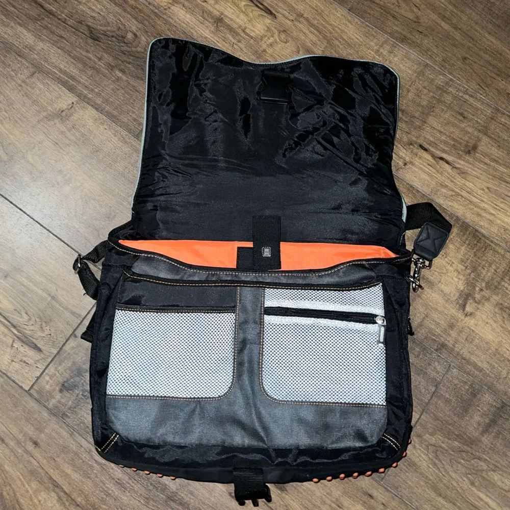 Laptop Messanger Bag Black and Orange